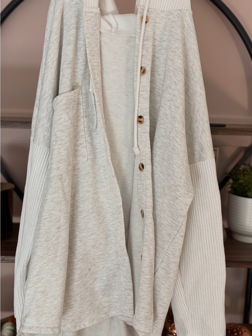 Women's Hooded Button-Front Cardigan in Light Heather Gray